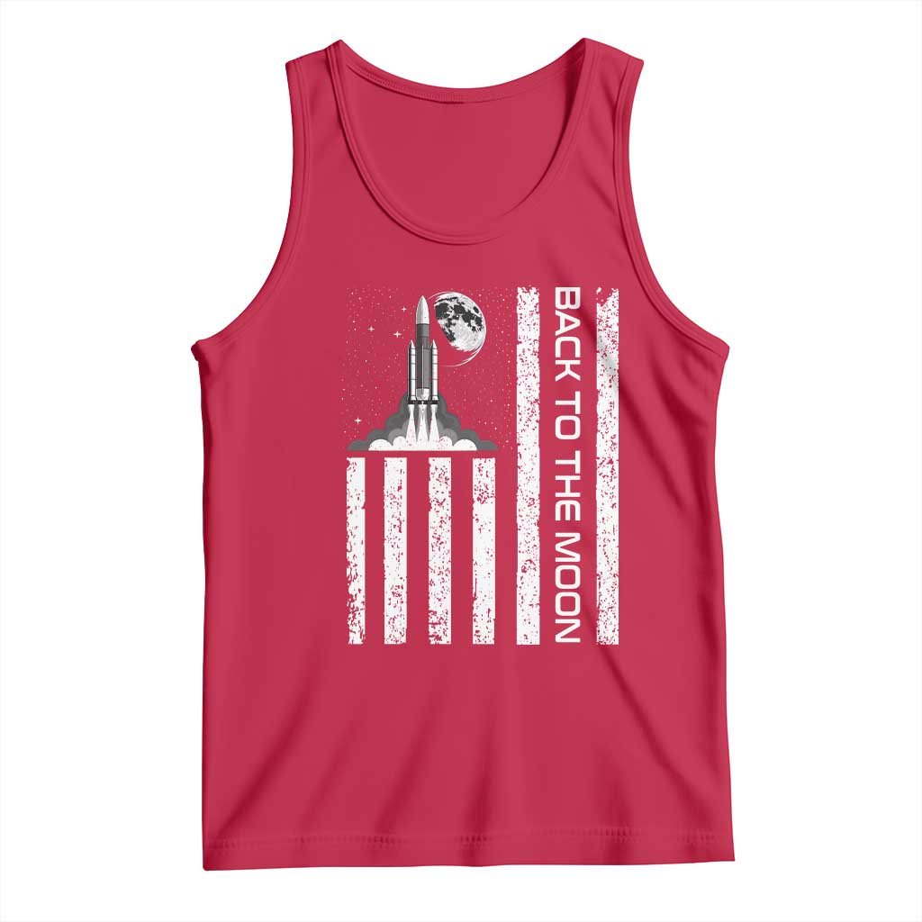 Patriotic American Pride Astronaut Lunar Mission Tank Top Back To The Moon