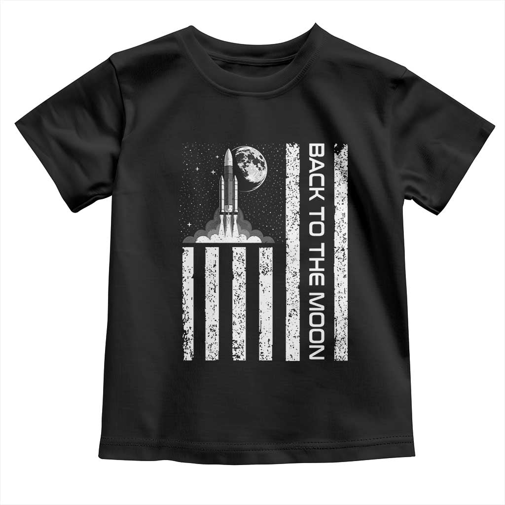 Patriotic American Pride Astronaut Lunar Mission Toddler T Shirt Back To The Moon