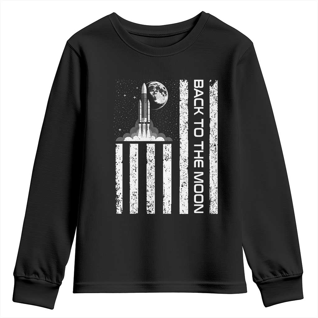 Patriotic American Pride Astronaut Lunar Mission Youth Sweatshirt Back To The Moon