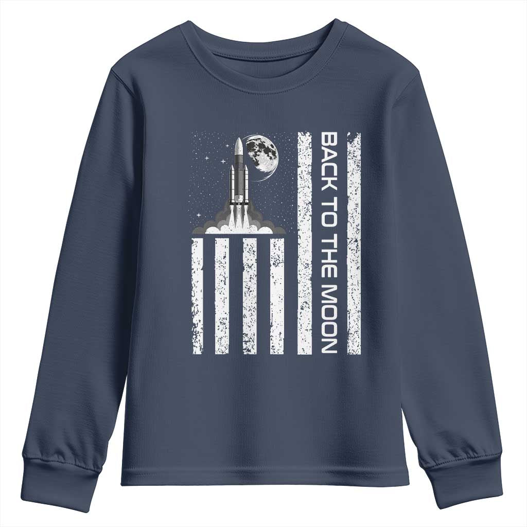 Patriotic American Pride Astronaut Lunar Mission Youth Sweatshirt Back To The Moon