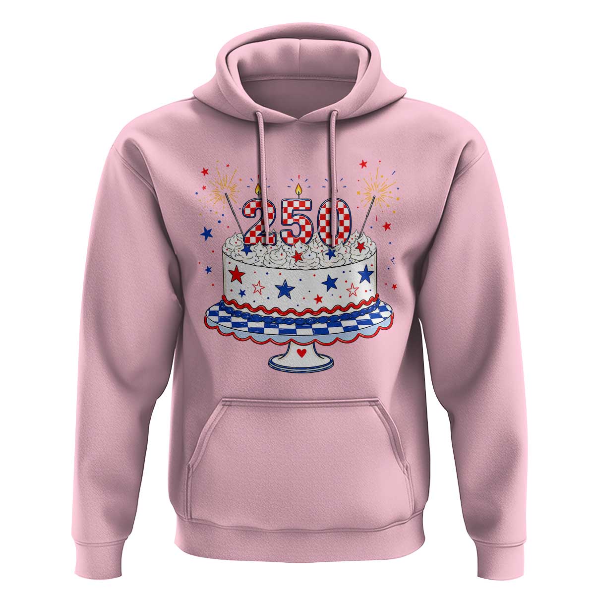 USA 250th Anniversary Birthday Cake Party Gift Hoodie