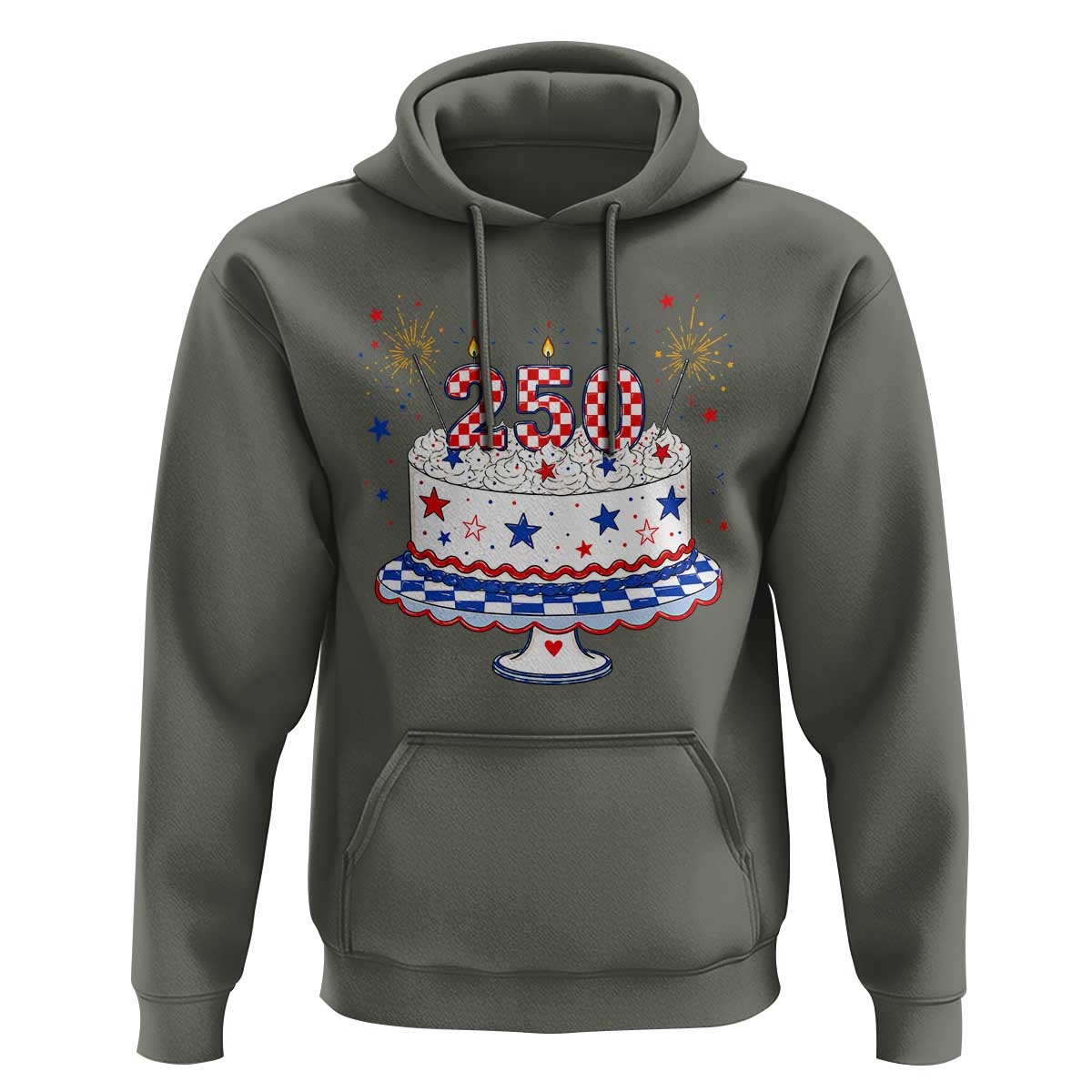 USA 250th Anniversary Birthday Cake Party Gift Hoodie