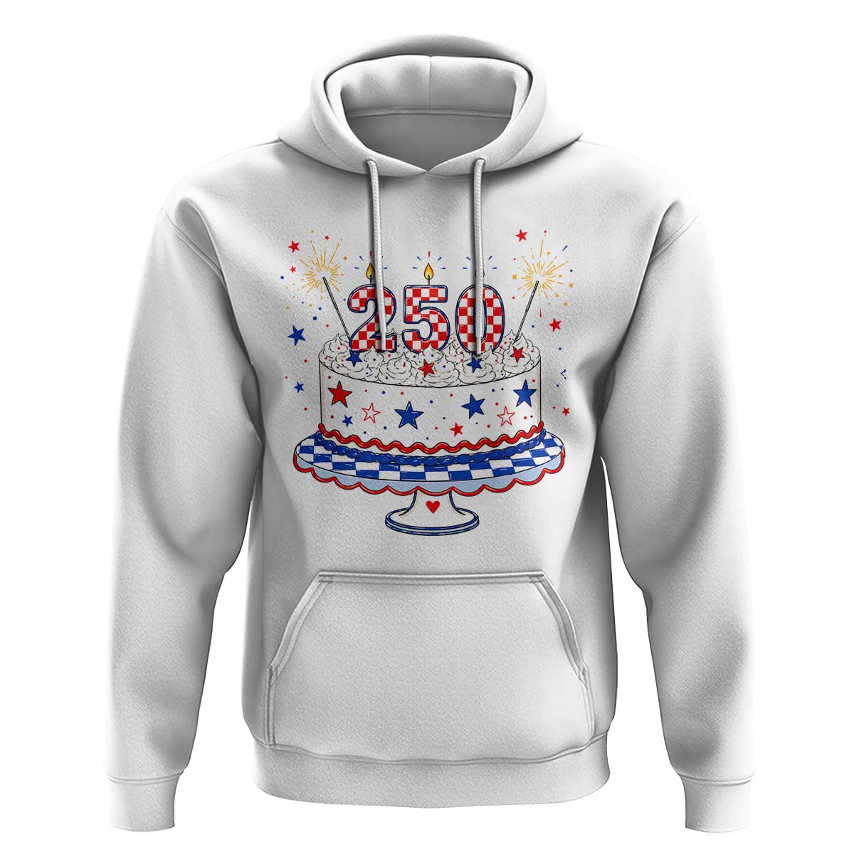 USA 250th Anniversary Birthday Cake Party Gift Hoodie