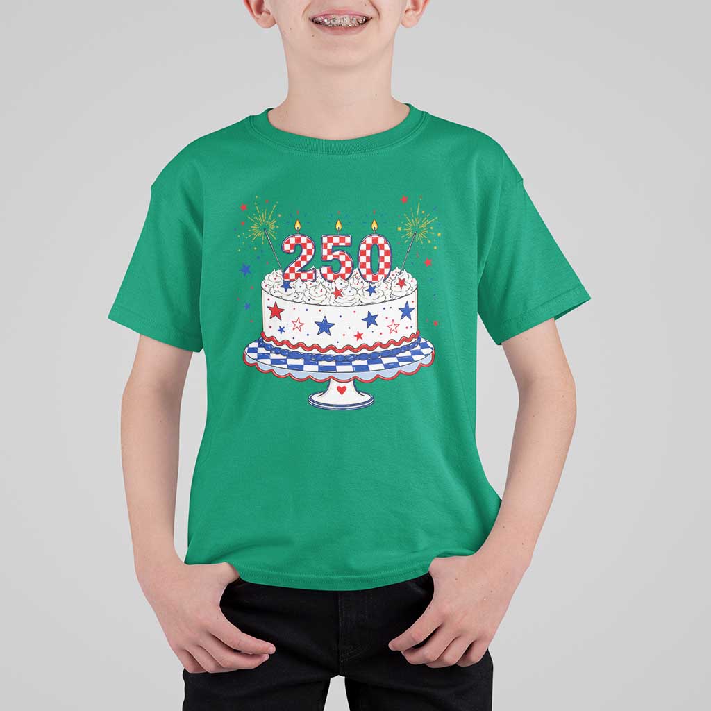 USA 250th Anniversary Birthday Cake Party Gift T Shirt For Kid