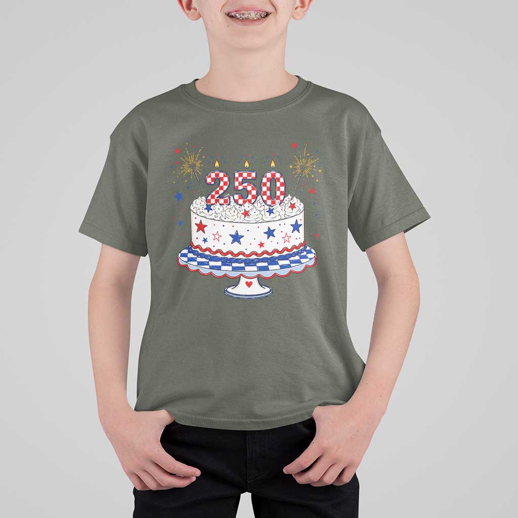 USA 250th Anniversary Birthday Cake Party Gift T Shirt For Kid