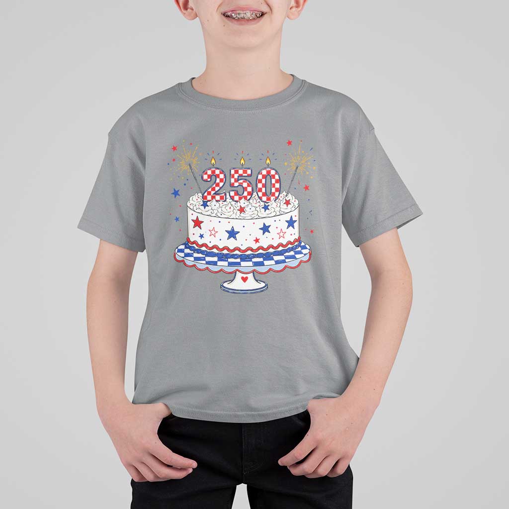 USA 250th Anniversary Birthday Cake Party Gift T Shirt For Kid