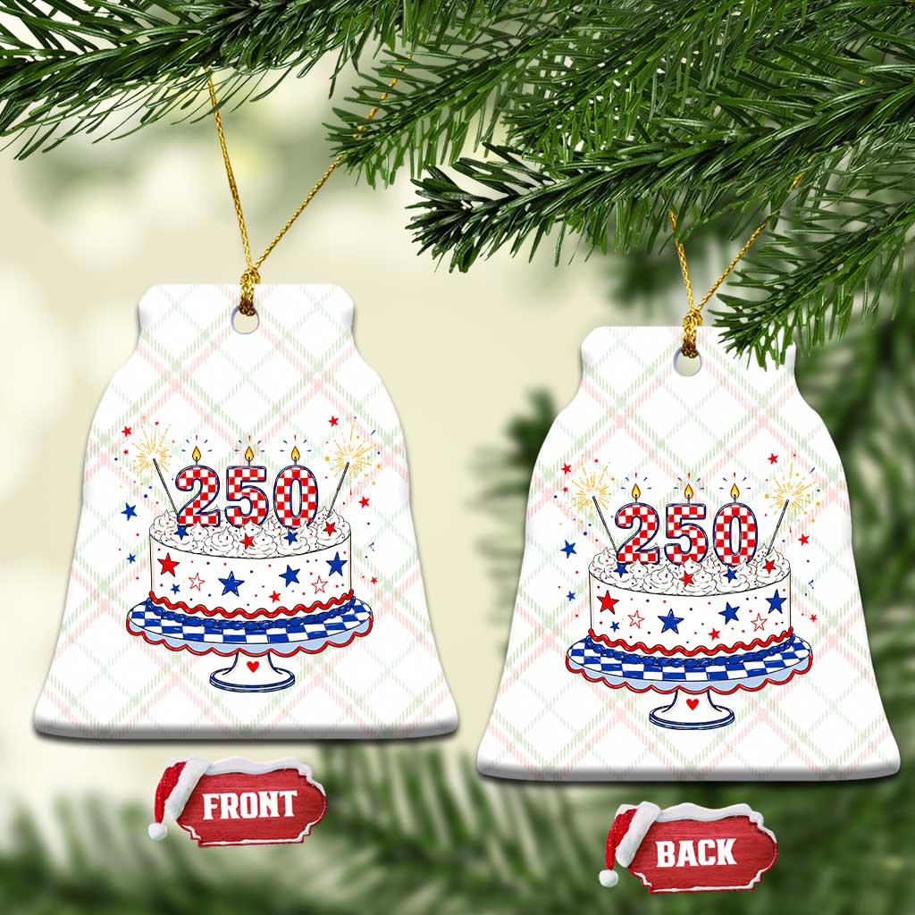 USA 250th Anniversary Birthday Cake Party Gift Ceramic Ornament