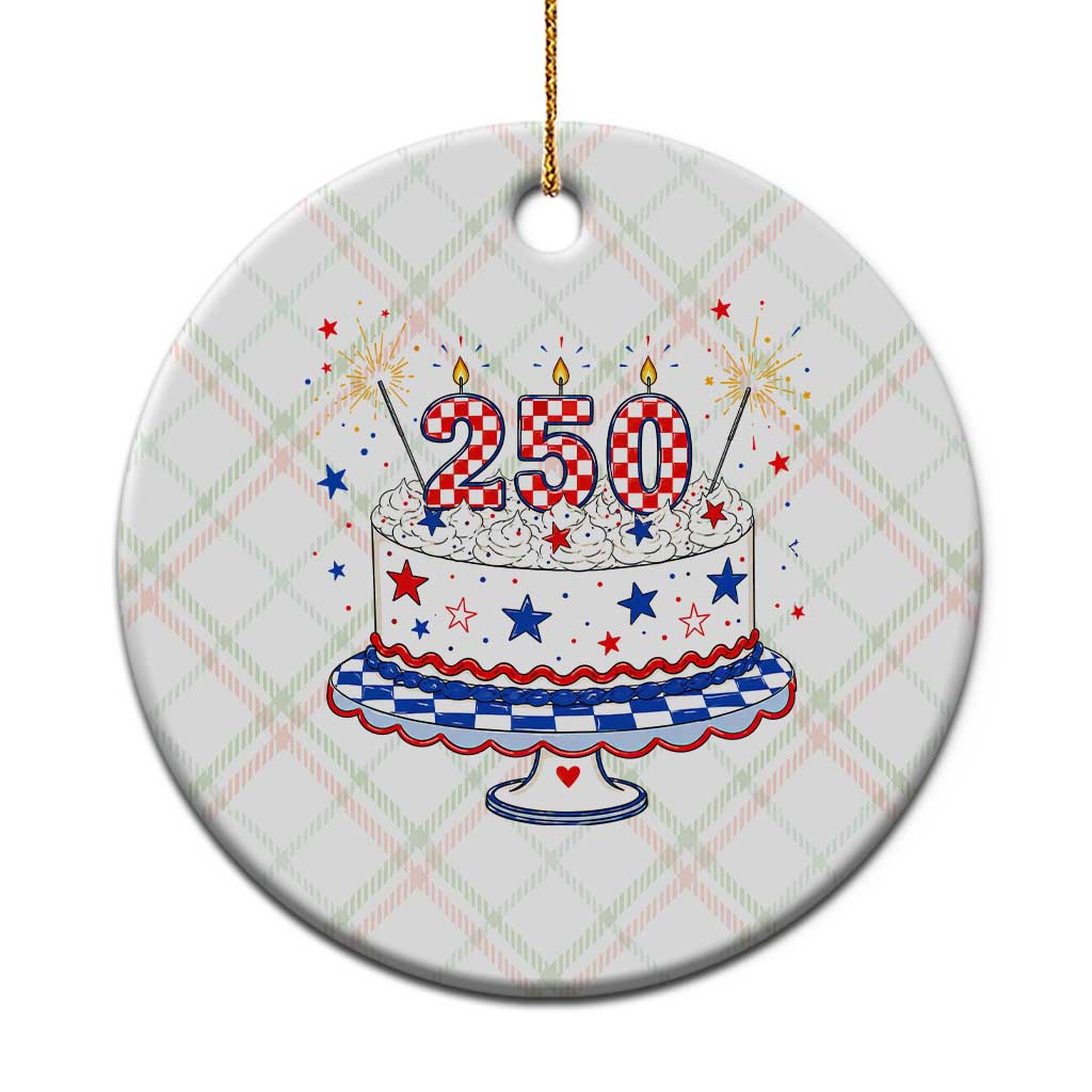 USA 250th Anniversary Birthday Cake Party Gift Ceramic Ornament