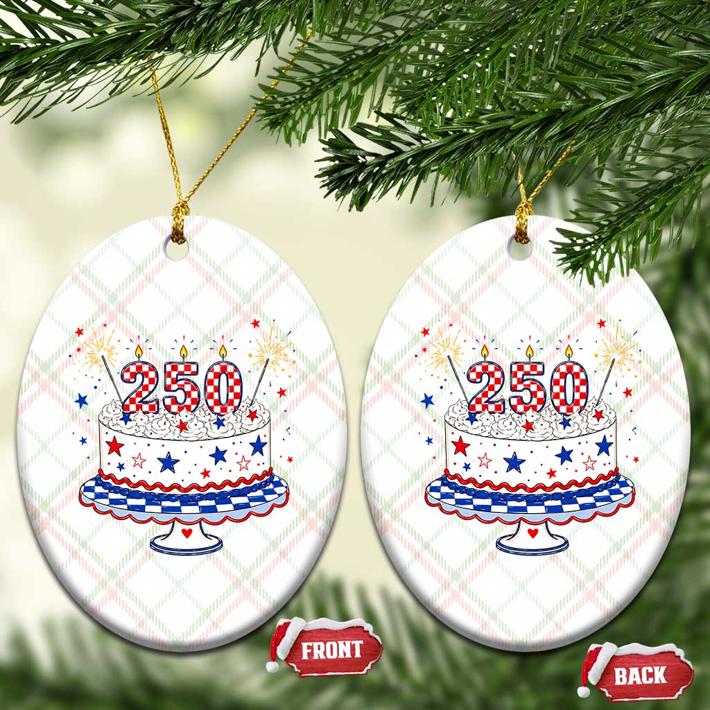 USA 250th Anniversary Birthday Cake Party Gift Ceramic Ornament