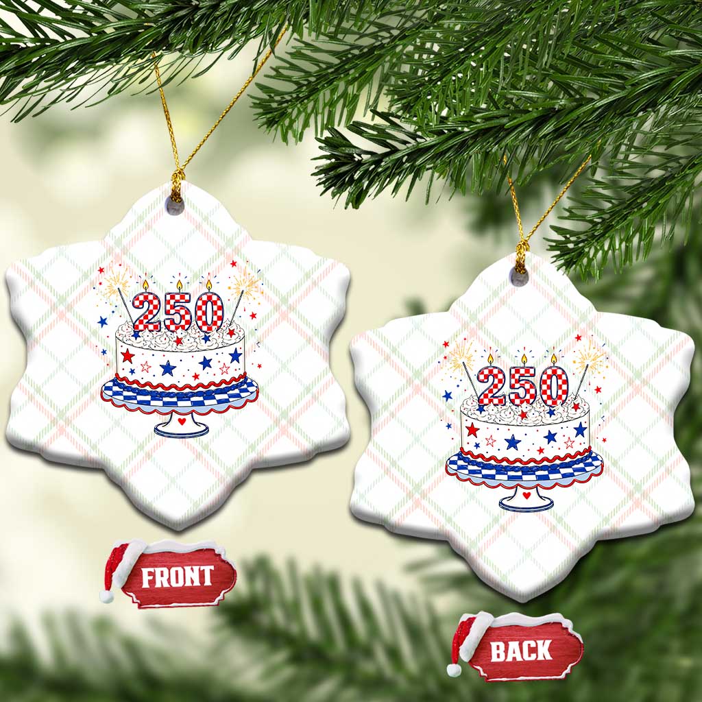USA 250th Anniversary Birthday Cake Party Gift Ceramic Ornament