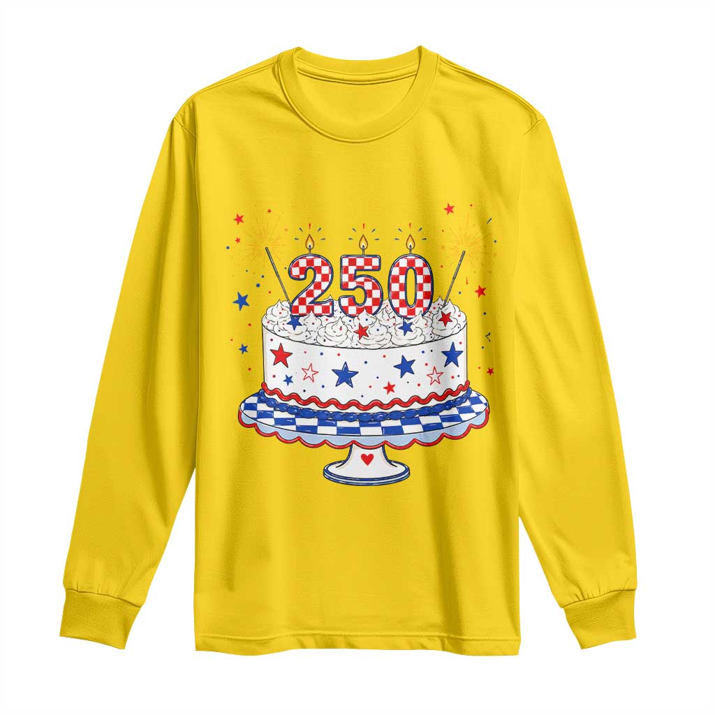 USA 250th Anniversary Birthday Cake Party Gift Long Sleeve Shirt