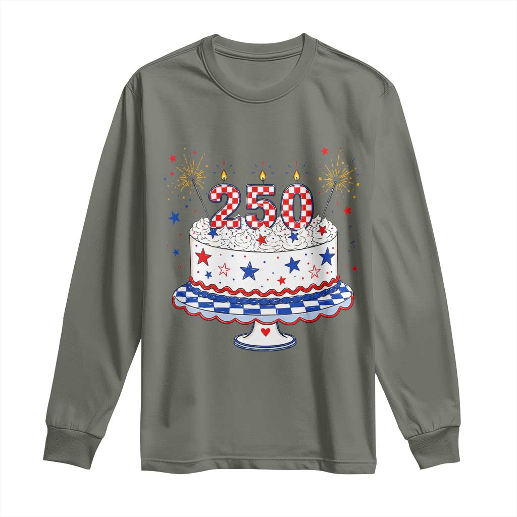 USA 250th Anniversary Birthday Cake Party Gift Long Sleeve Shirt