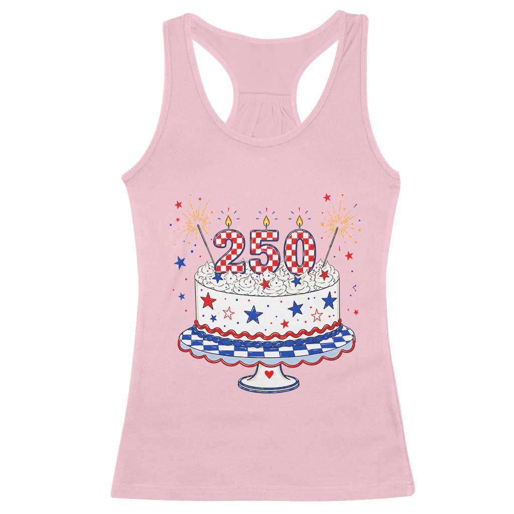 USA 250th Anniversary Birthday Cake Party Gift Racerback Tank Top