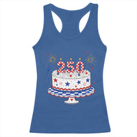 USA 250th Anniversary Birthday Cake Party Gift Racerback Tank Top