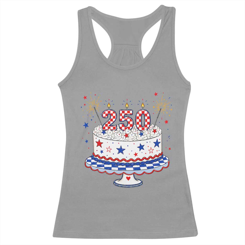 USA 250th Anniversary Birthday Cake Party Gift Racerback Tank Top
