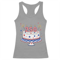 USA 250th Anniversary Birthday Cake Party Gift Racerback Tank Top