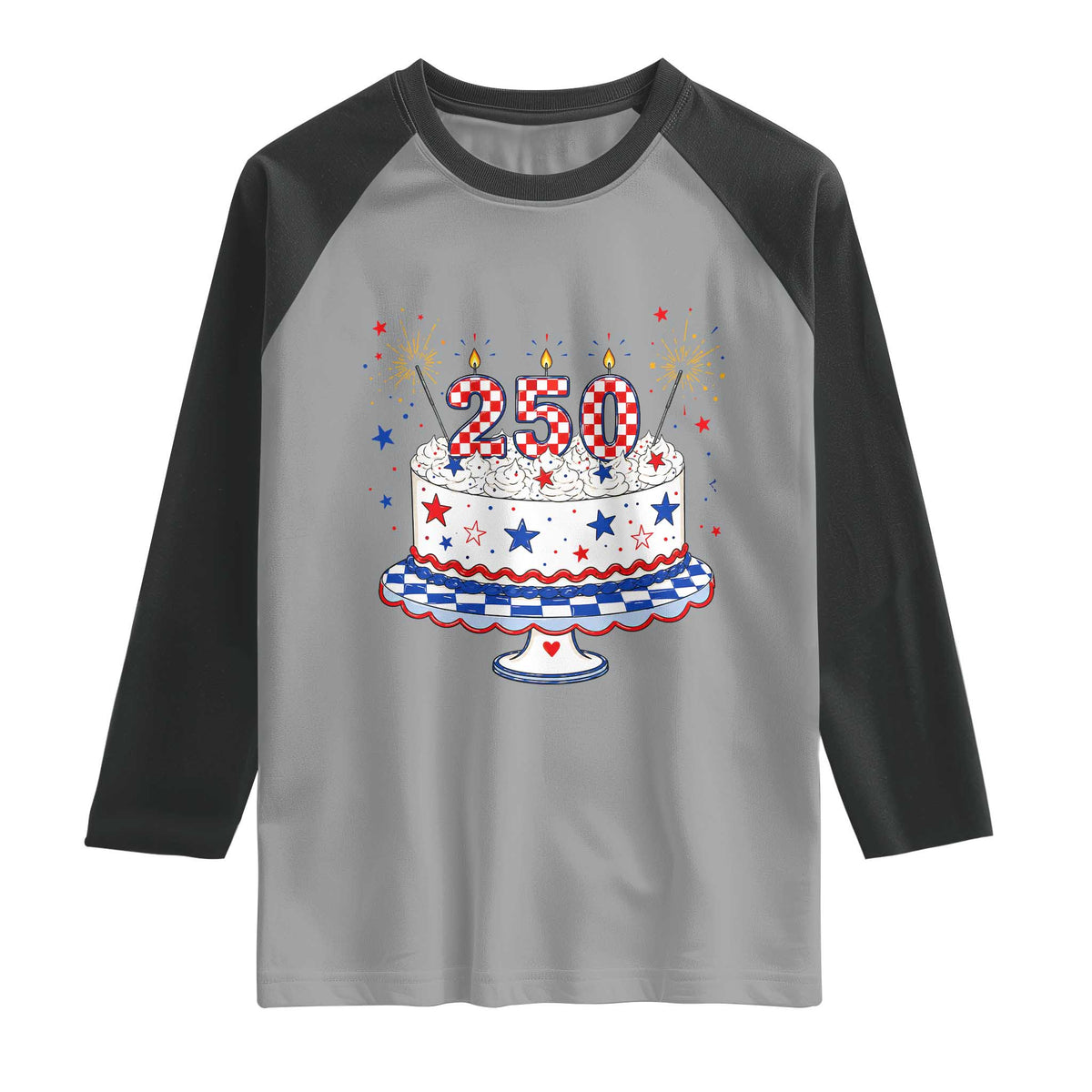 USA 250th Anniversary Birthday Cake Party Gift Raglan Shirt