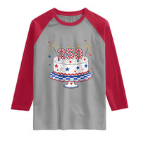 USA 250th Anniversary Birthday Cake Party Gift Raglan Shirt