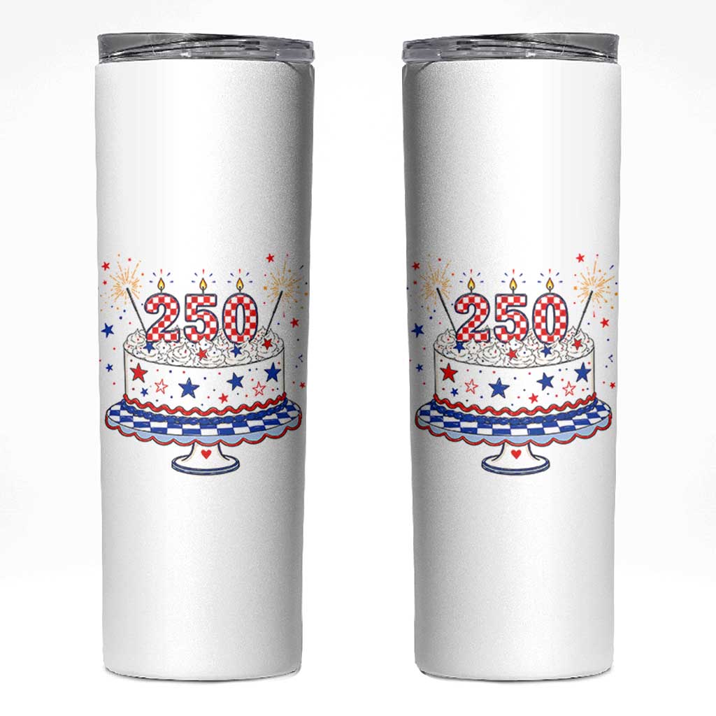 USA 250th Anniversary Birthday Cake Party Gift Skinny Tumbler