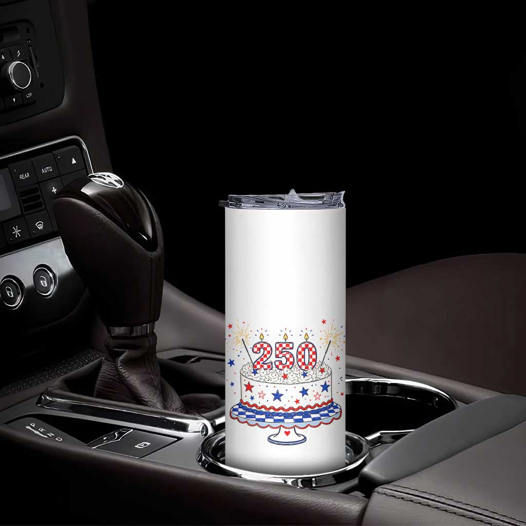 USA 250th Anniversary Birthday Cake Party Gift Skinny Tumbler