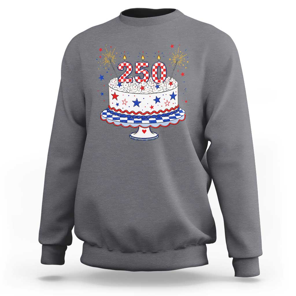 USA 250th Anniversary Birthday Cake Party Gift Sweatshirt