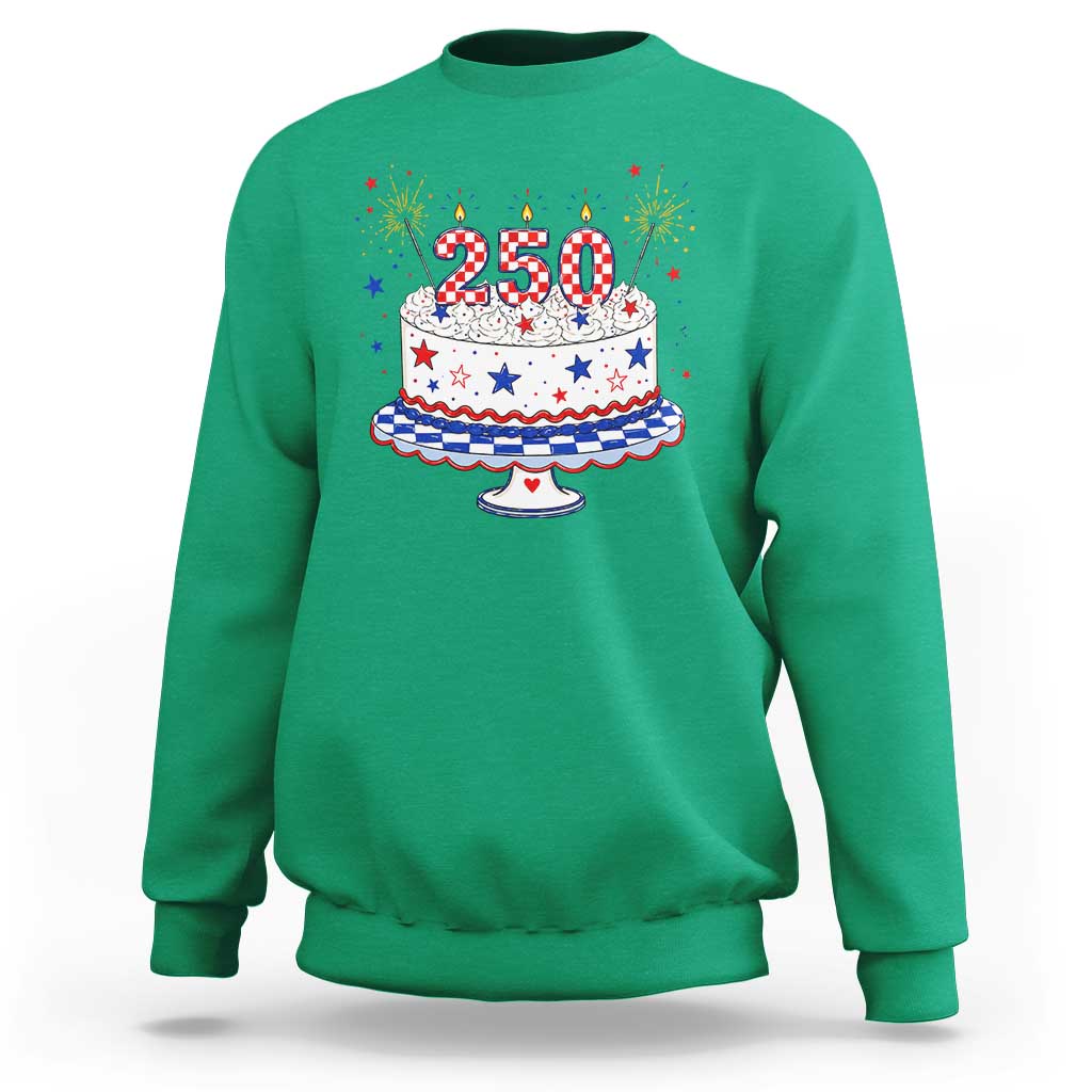USA 250th Anniversary Birthday Cake Party Gift Sweatshirt