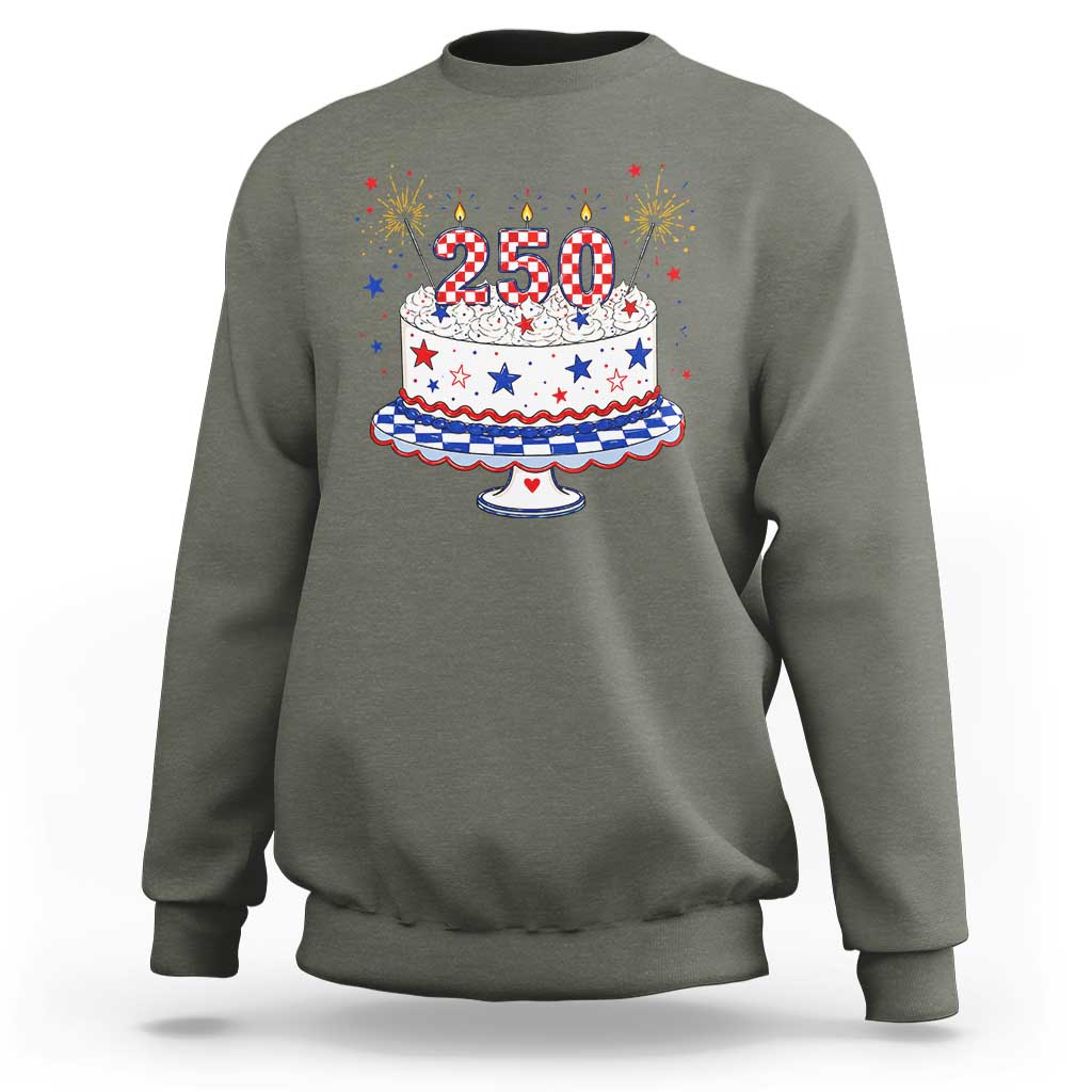 USA 250th Anniversary Birthday Cake Party Gift Sweatshirt