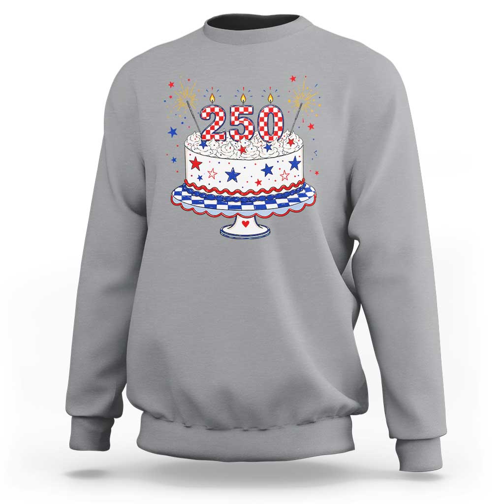 USA 250th Anniversary Birthday Cake Party Gift Sweatshirt