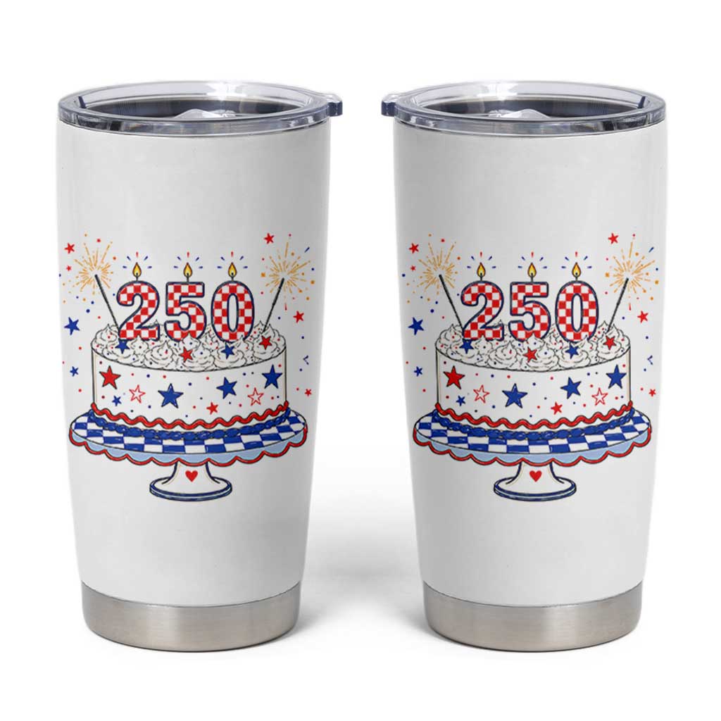 USA 250th Anniversary Birthday Cake Party Gift Tumbler Cup