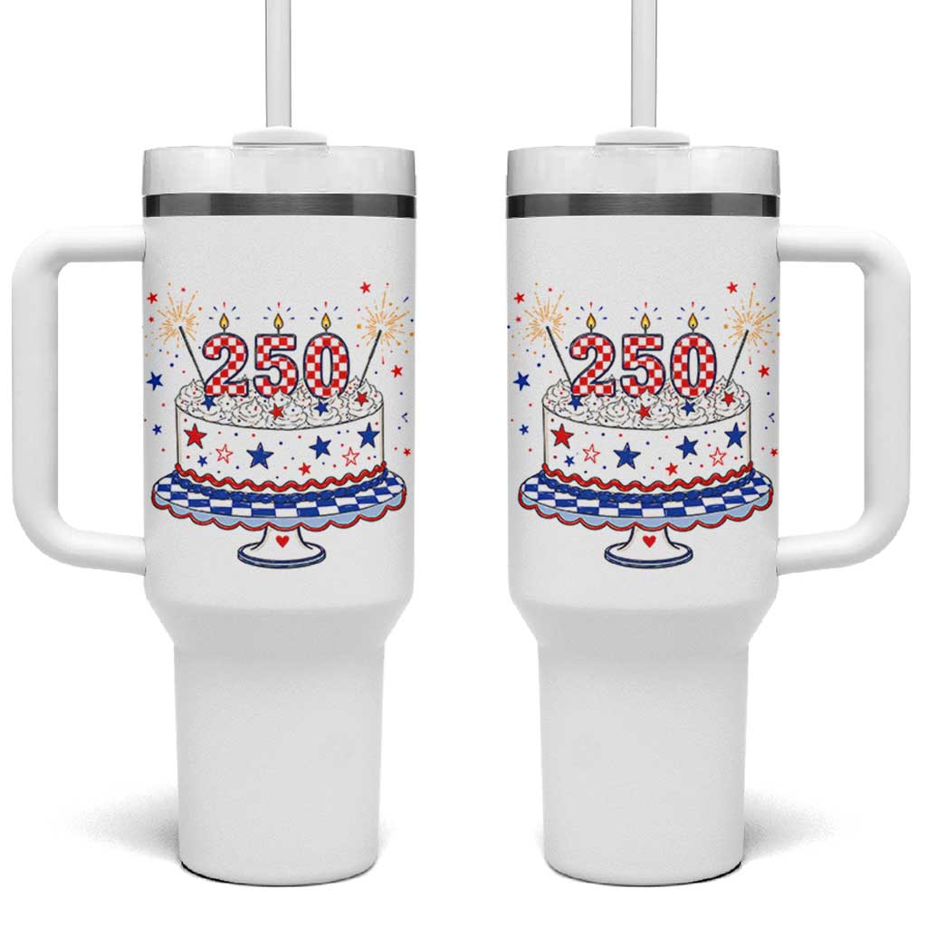 USA 250th Anniversary Birthday Cake Party Gift Tumbler With Handle