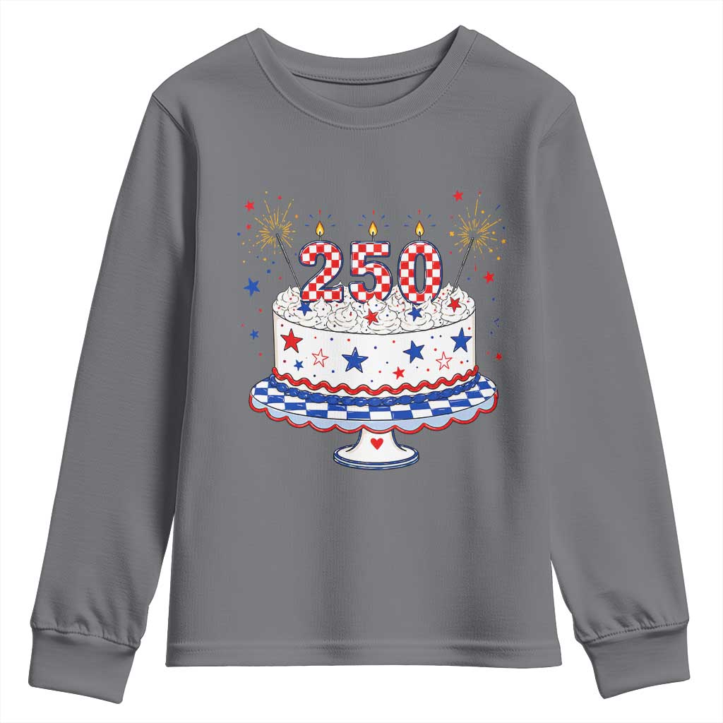 USA 250th Anniversary Birthday Cake Party Gift Youth Sweatshirt