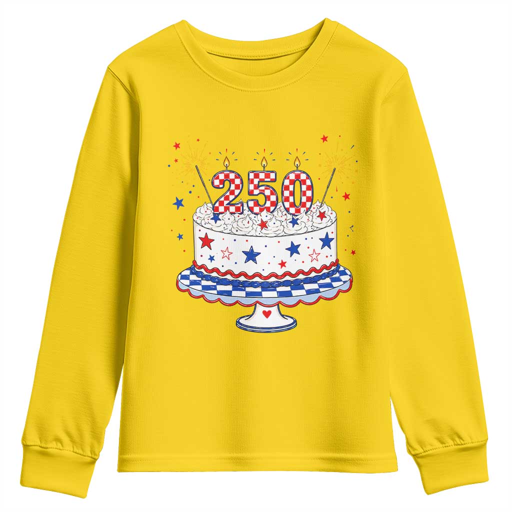 USA 250th Anniversary Birthday Cake Party Gift Youth Sweatshirt