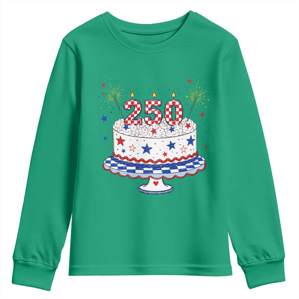 USA 250th Anniversary Birthday Cake Party Gift Youth Sweatshirt