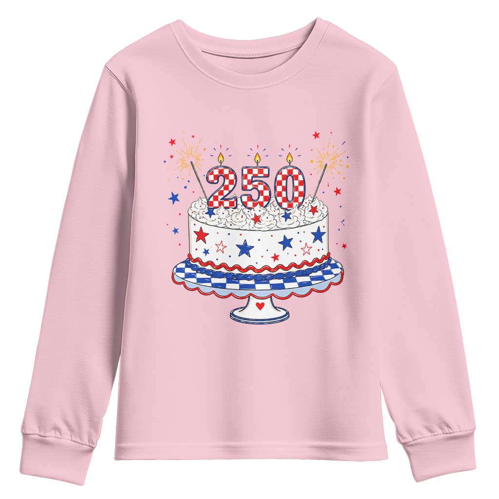 USA 250th Anniversary Birthday Cake Party Gift Youth Sweatshirt