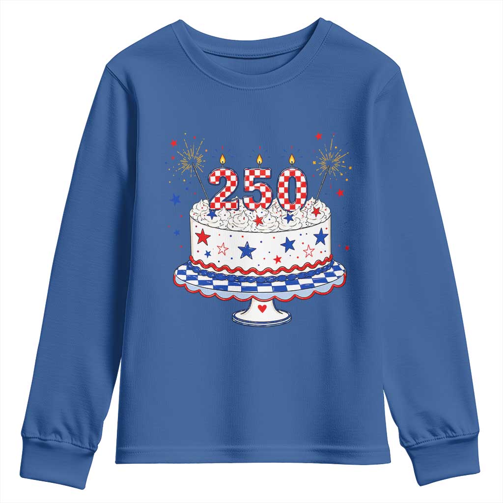 USA 250th Anniversary Birthday Cake Party Gift Youth Sweatshirt