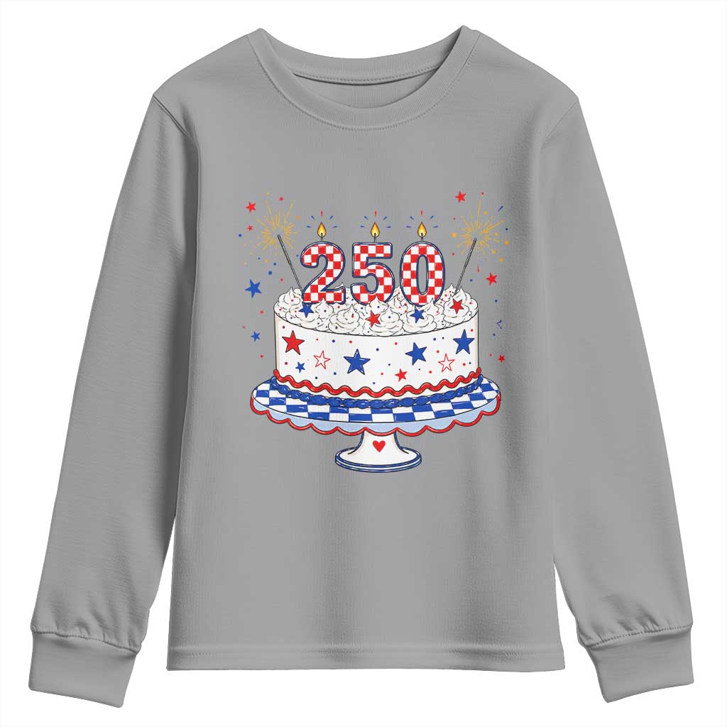 USA 250th Anniversary Birthday Cake Party Gift Youth Sweatshirt