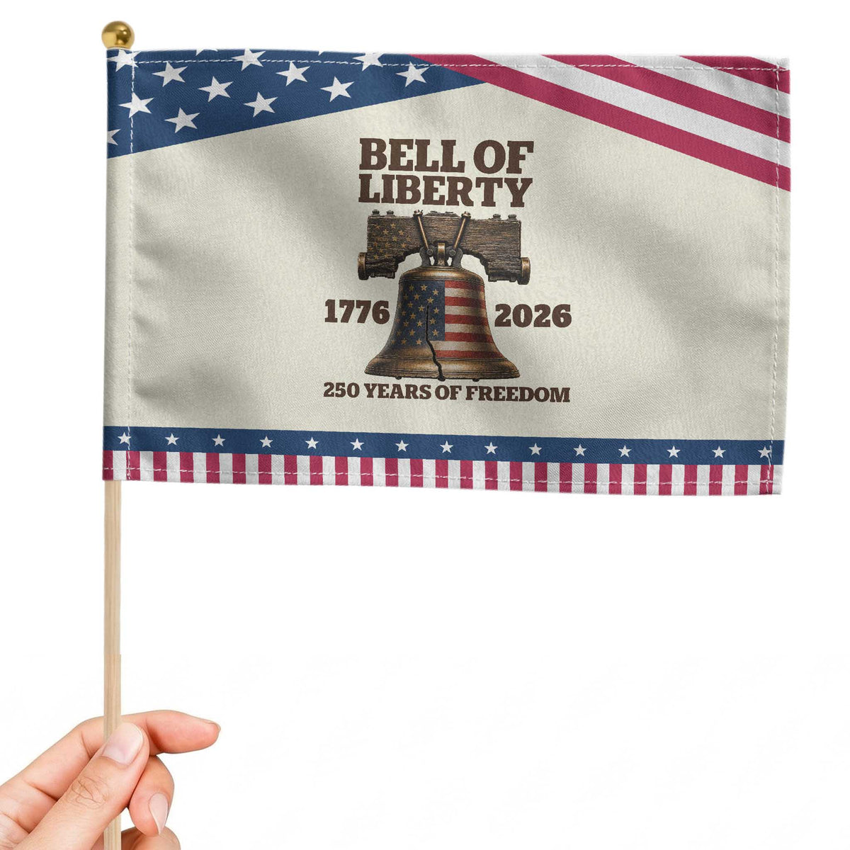Liberty Bell 250th Anniversary Patriotic Handheld Flag American Pride Gift