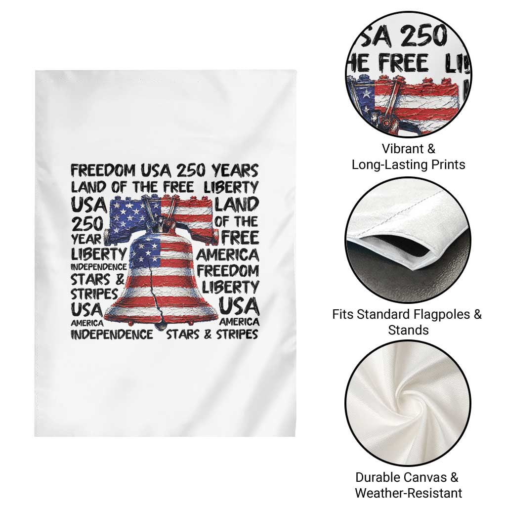 250 Years Of Freedom Garden Flag Red White Blue Liberty Bell