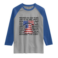 250 Years Of Freedom Raglan Shirt Red White Blue Liberty Bell