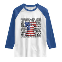 250 Years Of Freedom Raglan Shirt Red White Blue Liberty Bell