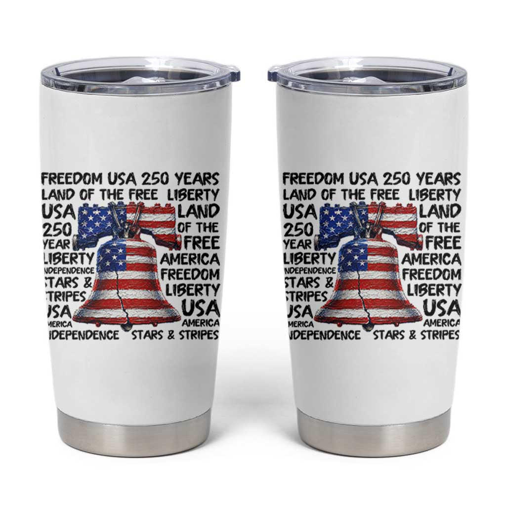 250 Years Of Freedom Tumbler Cup Red White Blue Liberty Bell