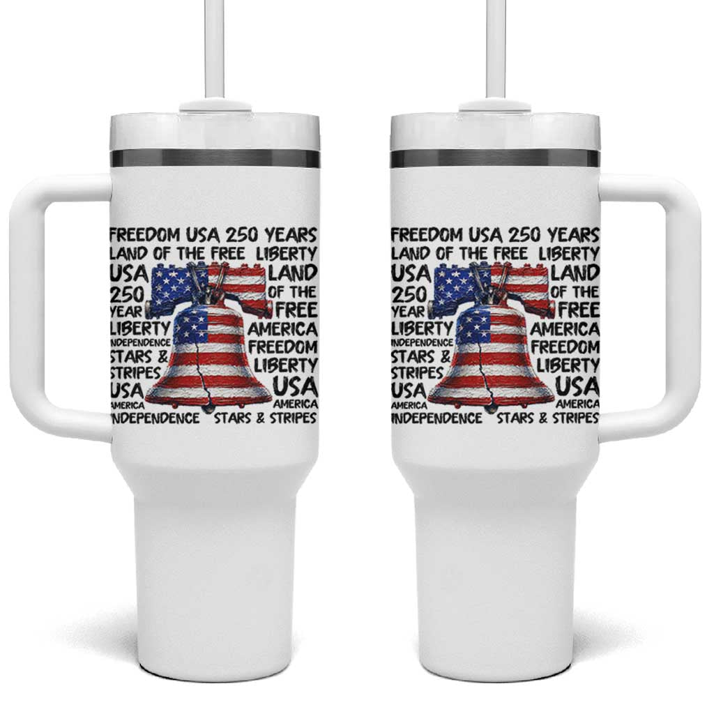 250 Years Of Freedom Tumbler With Handle Red White Blue Liberty Bell