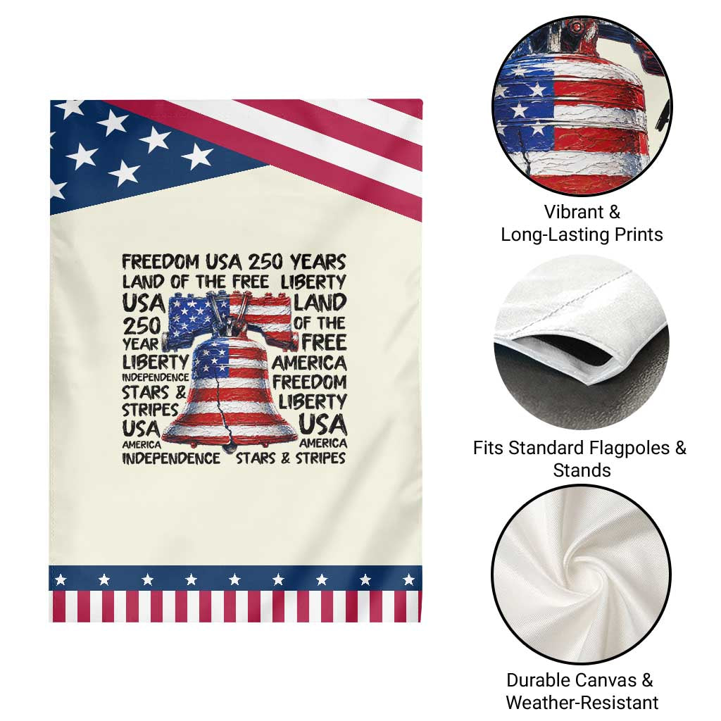 250 Years Of Freedom Patriotic Garden Flag Red White Blue Liberty Bell