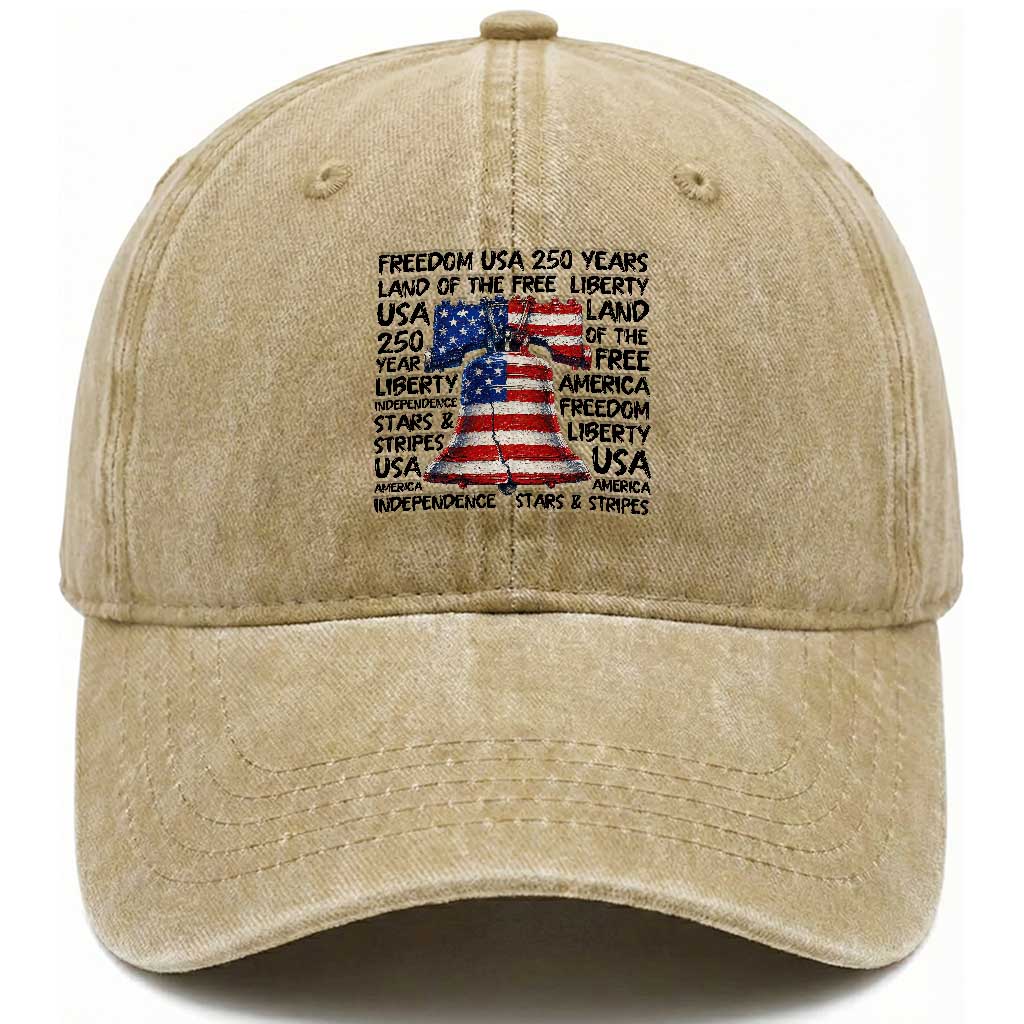 250 Years Of Freedom Washed Cotton Baseball Cap Red White Blue Liberty Bell