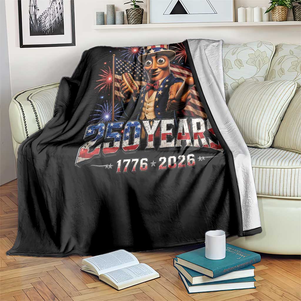 USA 250th Anniversary Tung Tung Sahur Throw Blanket Funny American Anniversary Celebration