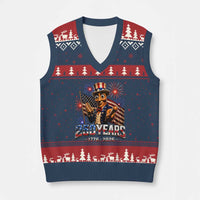 USA 250th Anniversary Tung Tung Sahur V-Neck Knit Sweater Vest Funny American Anniversary Celebration