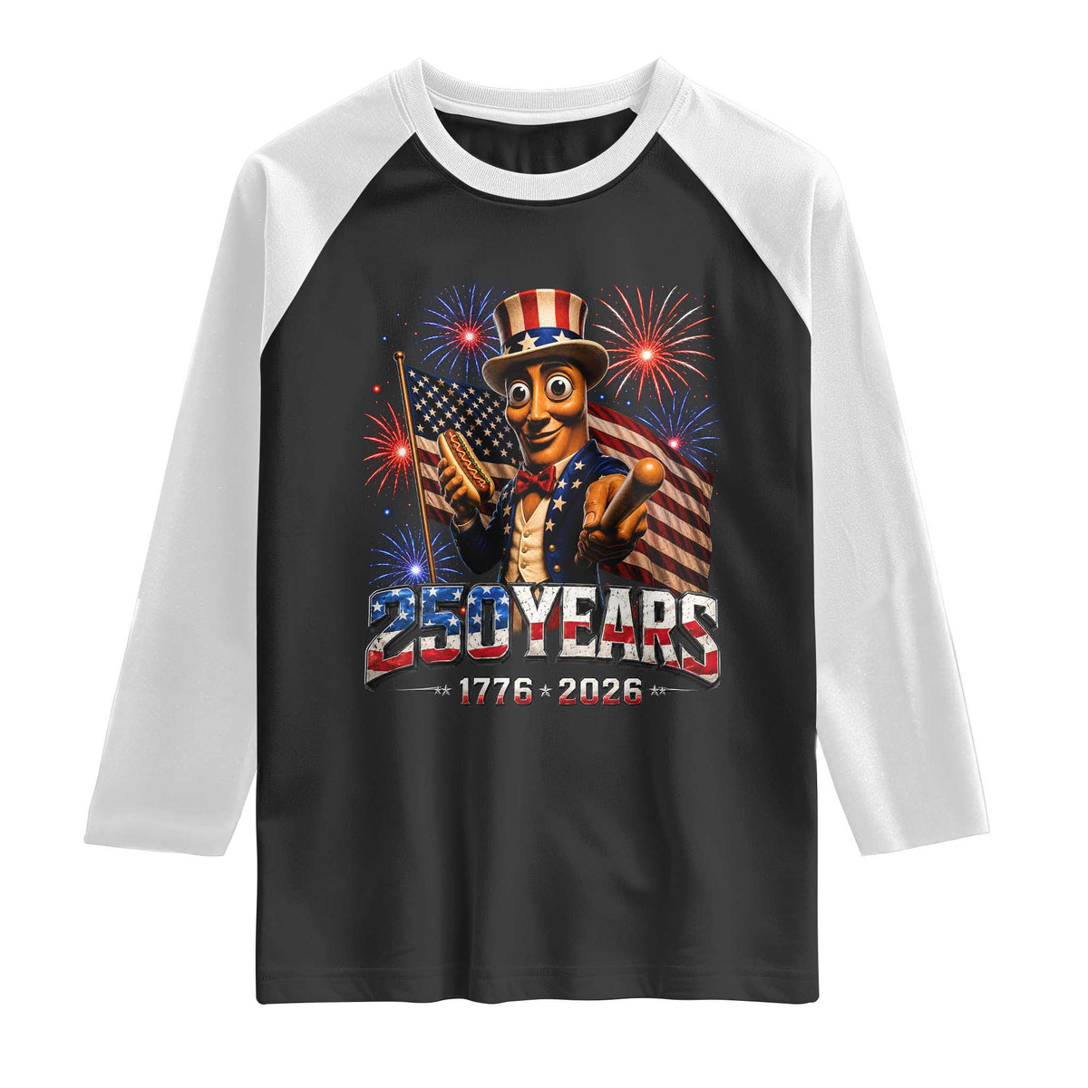 USA 250th Anniversary Tung Tung Sahur Raglan Shirt Funny American Anniversary Celebration
