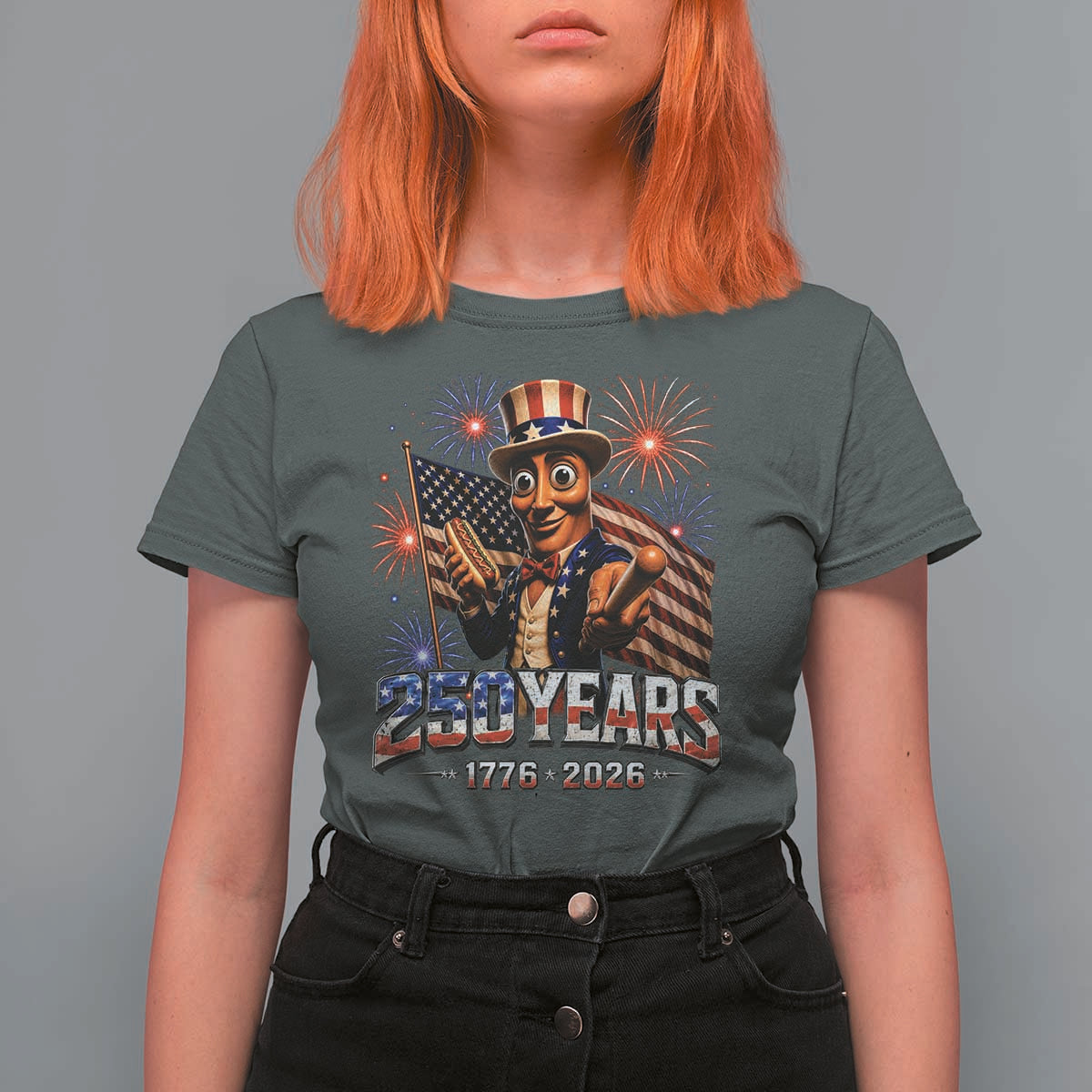 USA 250th Anniversary Tung Tung Sahur T Shirt For Women Funny American Anniversary Celebration