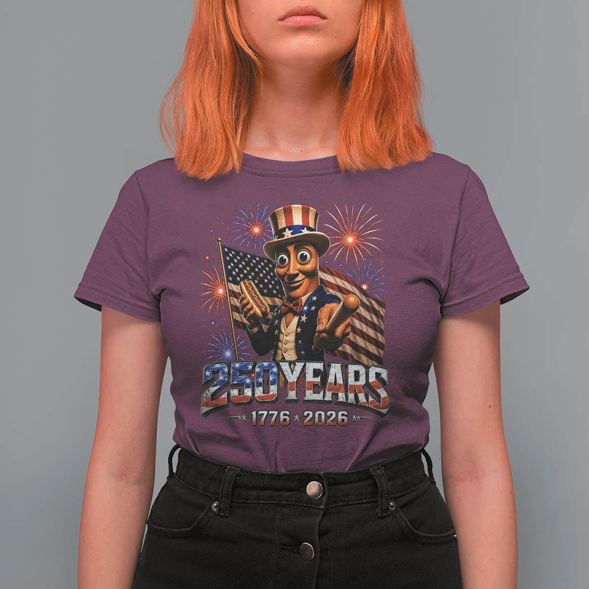 USA 250th Anniversary Tung Tung Sahur T Shirt For Women Funny American Anniversary Celebration