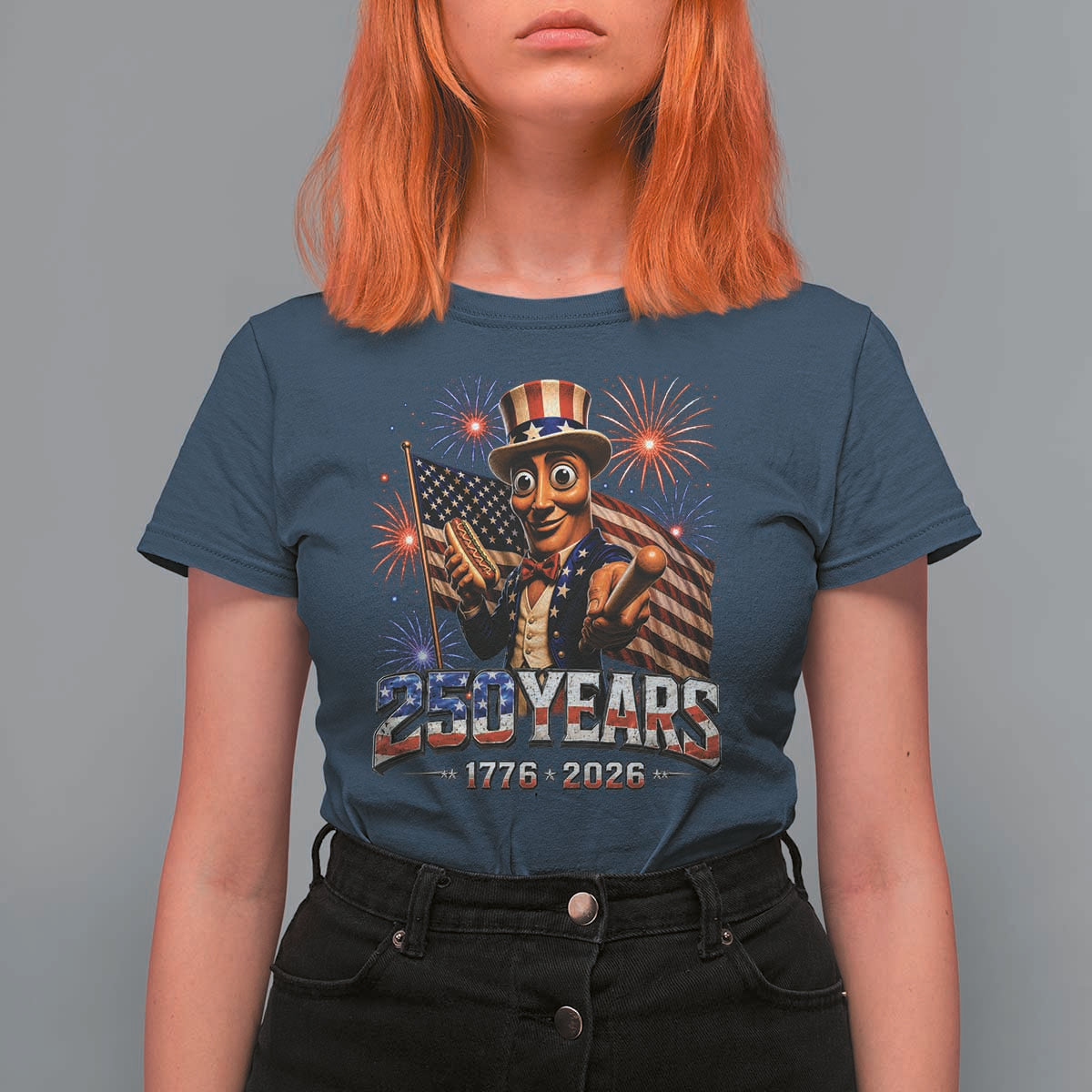 USA 250th Anniversary Tung Tung Sahur T Shirt For Women Funny American Anniversary Celebration